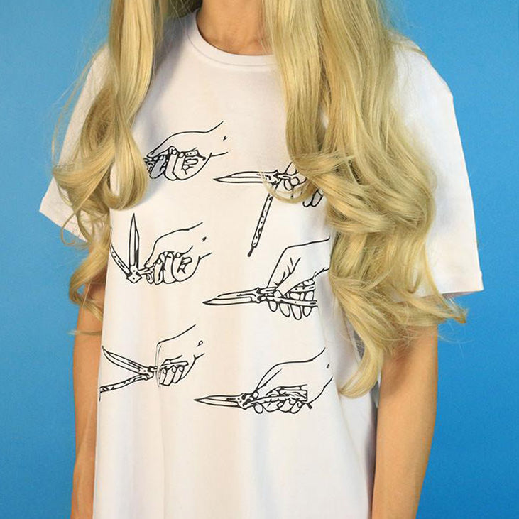 VILZSTUDIOS Graphic t-shirt featuring a butterfly knife design