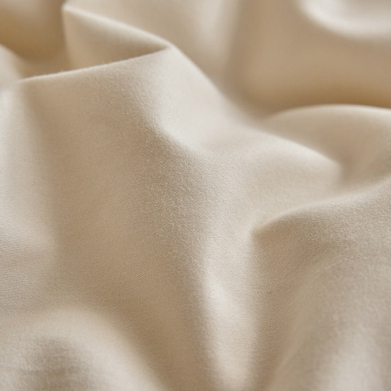 VILZSTUDIOS neutral and pastel two-tone duvet cover set with round button details on pillowcases