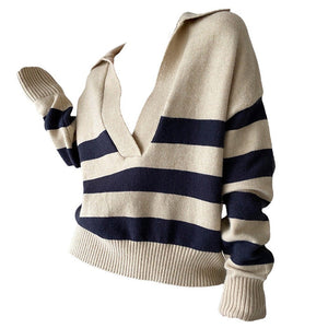 VILZSTUDIOS Casual collar striped pullover for streetwear fashion