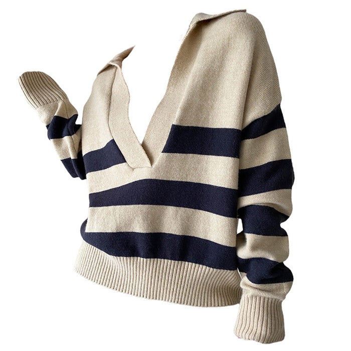 VILZSTUDIOS Casual collar striped pullover for streetwear fashion