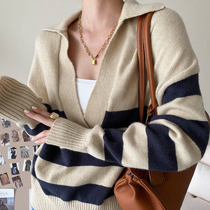 VILZSTUDIOS Casual collar striped pullover for streetwear fashion