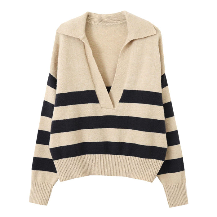 VILZSTUDIOS Casual collar striped pullover for streetwear fashion