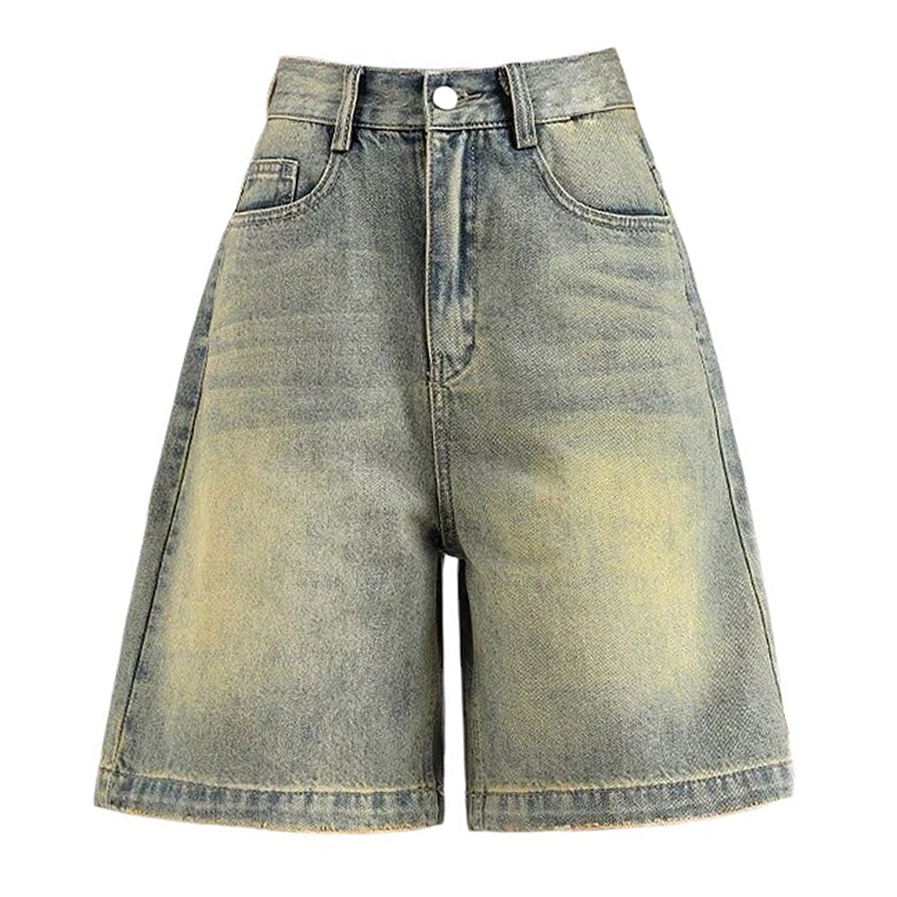 VILZSTUDIOS Casual faded knee-length denim shorts