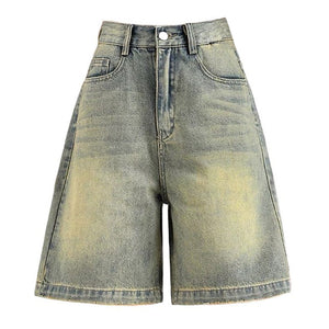 VILZSTUDIOS Casual faded knee-length denim shorts