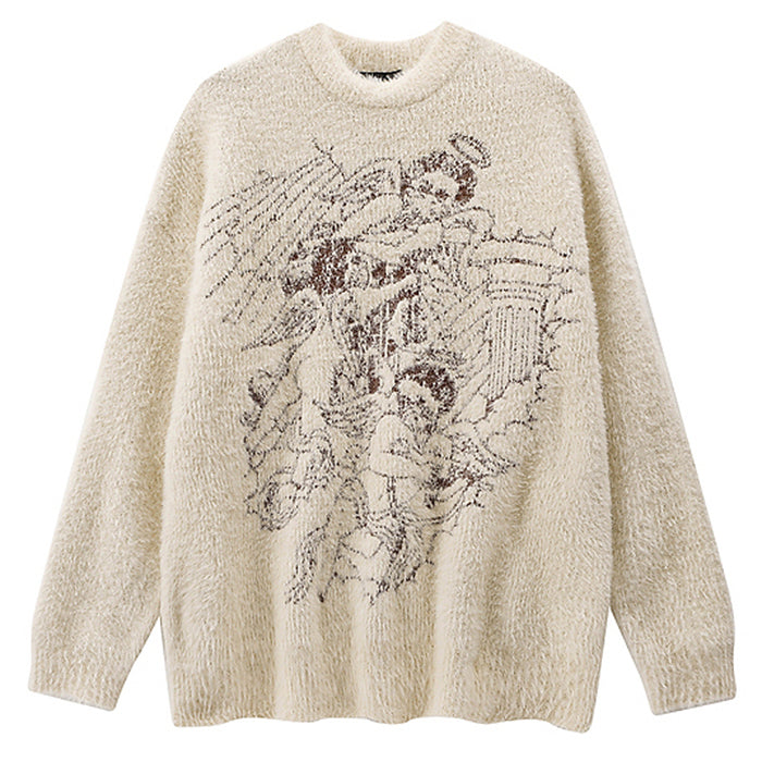 VILZSTUDIOS Cozy oversized sweater with angel motif design