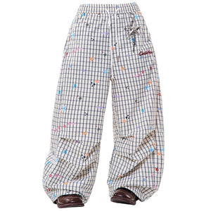 VILZSTUDIOS Wide leg pants with star and grid pattern