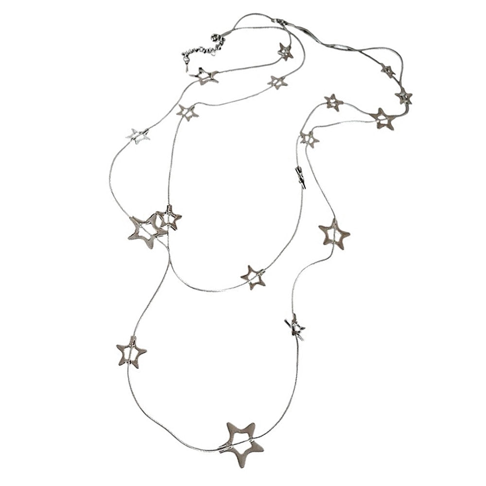 VILZSTUDIOS Layered necklace with silver chains and star pendants