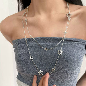 VILZSTUDIOS Layered necklace with silver chains and star pendants