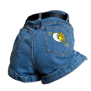 VILZSTUDIOS Celestial Stitch Denim Shorts for casual style