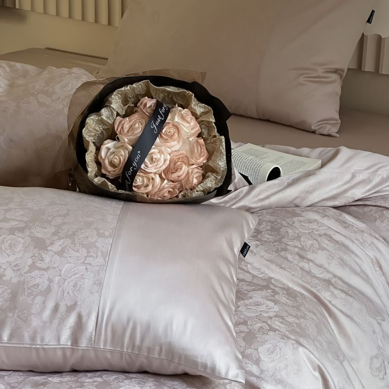 Champagne Floral Jacquard Bedding Set