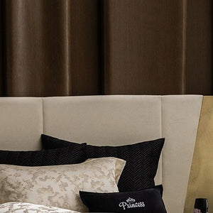 VILZSTUDIOS champagne gold and ivory painterly jacquard satin bedding set with wide borders