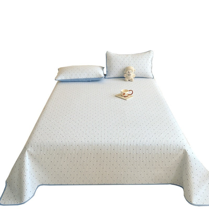 VILZSTUDIOS Multicolor printed bedspread with narrow channel quilting, coordinating solid reverse and rounded corners