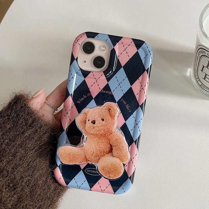 VILZSTUDIOS Argyle Bear PopSocket iPhone Case