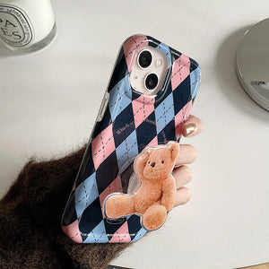 VILZSTUDIOS Argyle Bear PopSocket iPhone Case