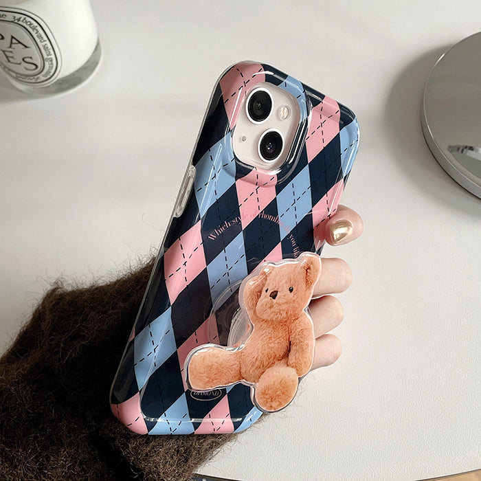 VILZSTUDIOS Argyle Bear PopSocket iPhone Case