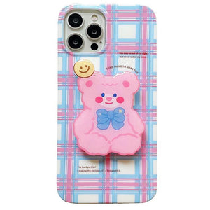 VILZSTUDIOS Stylish phone case with bear and checkered design