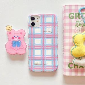 VILZSTUDIOS Stylish phone case with bear and checkered design