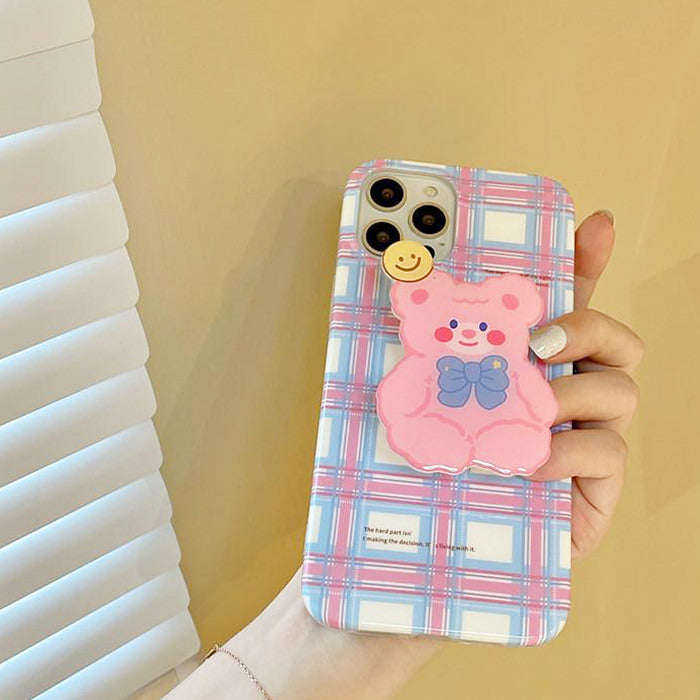 VILZSTUDIOS Stylish phone case with bear and checkered design