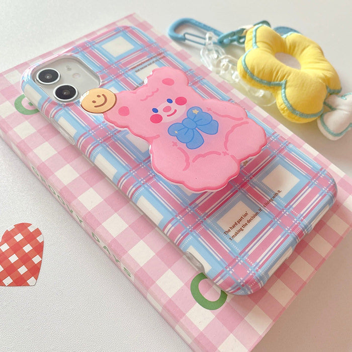 VILZSTUDIOS Stylish phone case with bear and checkered design