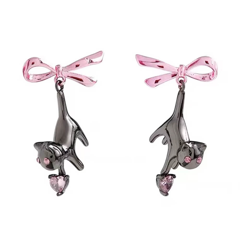 VILZSTUDIOS Cute kitten and bow earrings for stylish accessories