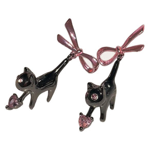 VILZSTUDIOS Cute kitten and bow earrings for stylish accessories
