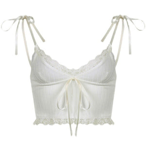 VILZSTUDIOS Charming lace tie top with feminine bows