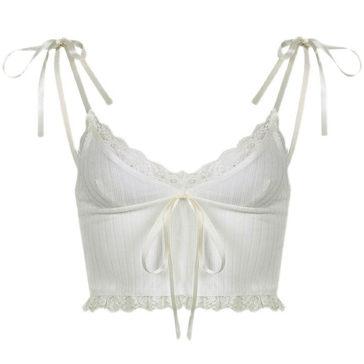 VILZSTUDIOS Charming lace tie top with feminine bows