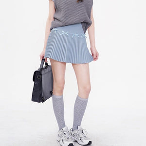 VILZSTUDIOS Charming pleated mini skirt with bows design
