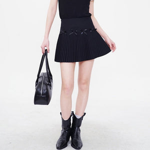 VILZSTUDIOS Charming pleated mini skirt with bows design