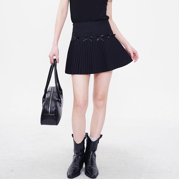 VILZSTUDIOS Charming pleated mini skirt with bows design
