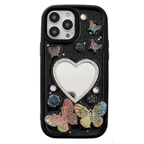 VILZSTUDIOS Stylish mirror iPhone case with floral and butterfly design