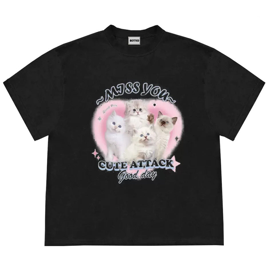 VILZSTUDIOS Charming graphic t-shirt featuring kittens and playful text