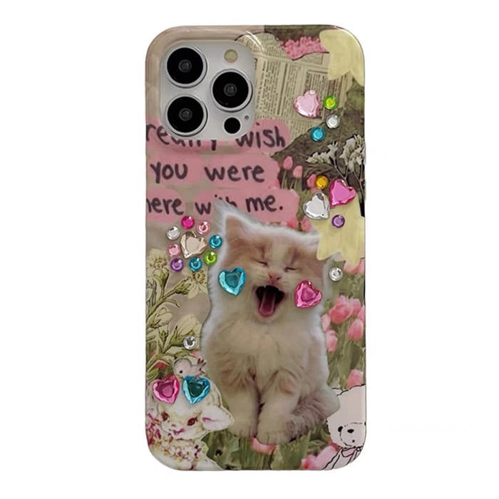 VILZSTUDIOS Stylish cat rhinestone phone case for iPhone