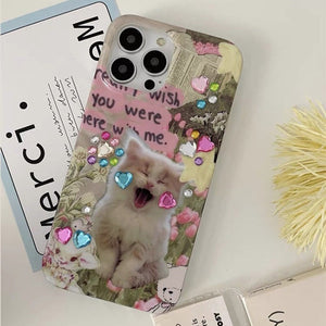 VILZSTUDIOS Stylish cat rhinestone phone case for iPhone