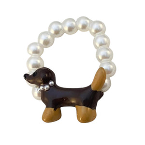 VILZSTUDIOS Dachshund charm pearl ring