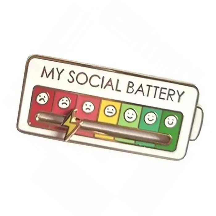 VILZSTUDIOS Enamel pin featuring a social battery design