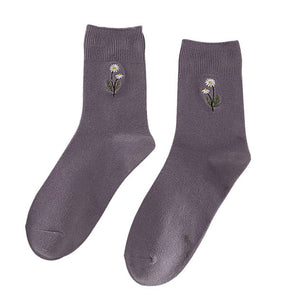 VILZSTUDIOS Casual socks with floral embroidery design