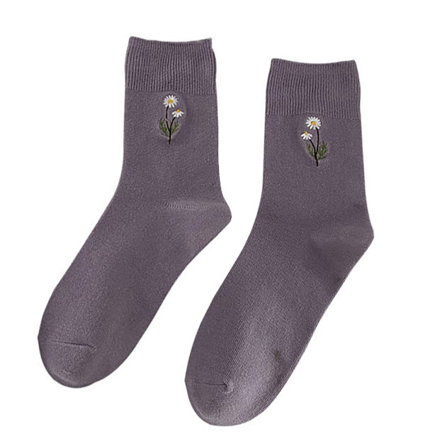 VILZSTUDIOS Casual socks with floral embroidery design