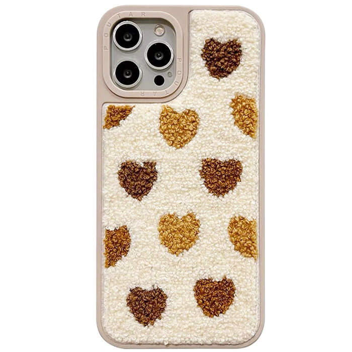 VILZSTUDIOS Fuzzy iPhone case with heart design