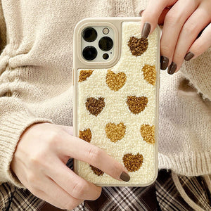 VILZSTUDIOS Fuzzy iPhone case with heart design