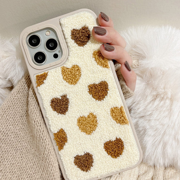 VILZSTUDIOS Fuzzy iPhone case with heart design