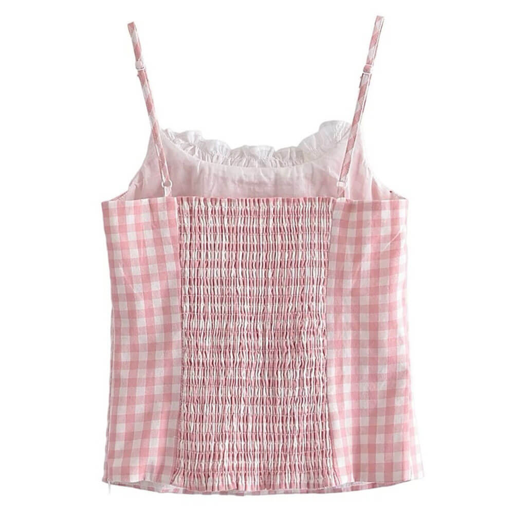 VILZSTUDIOS Charming gingham ruffle cami top by VILZSTUDIOS