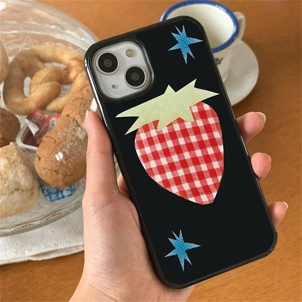 VILZSTUDIOS Stylish Gingham Strawberry iPhone Case