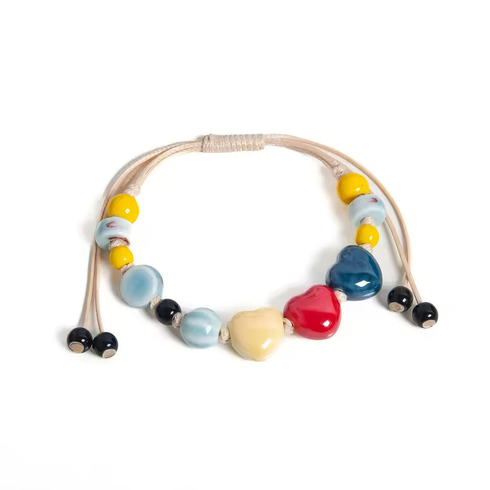 VILZSTUDIOS Heart bead bracelet with adjustable cord