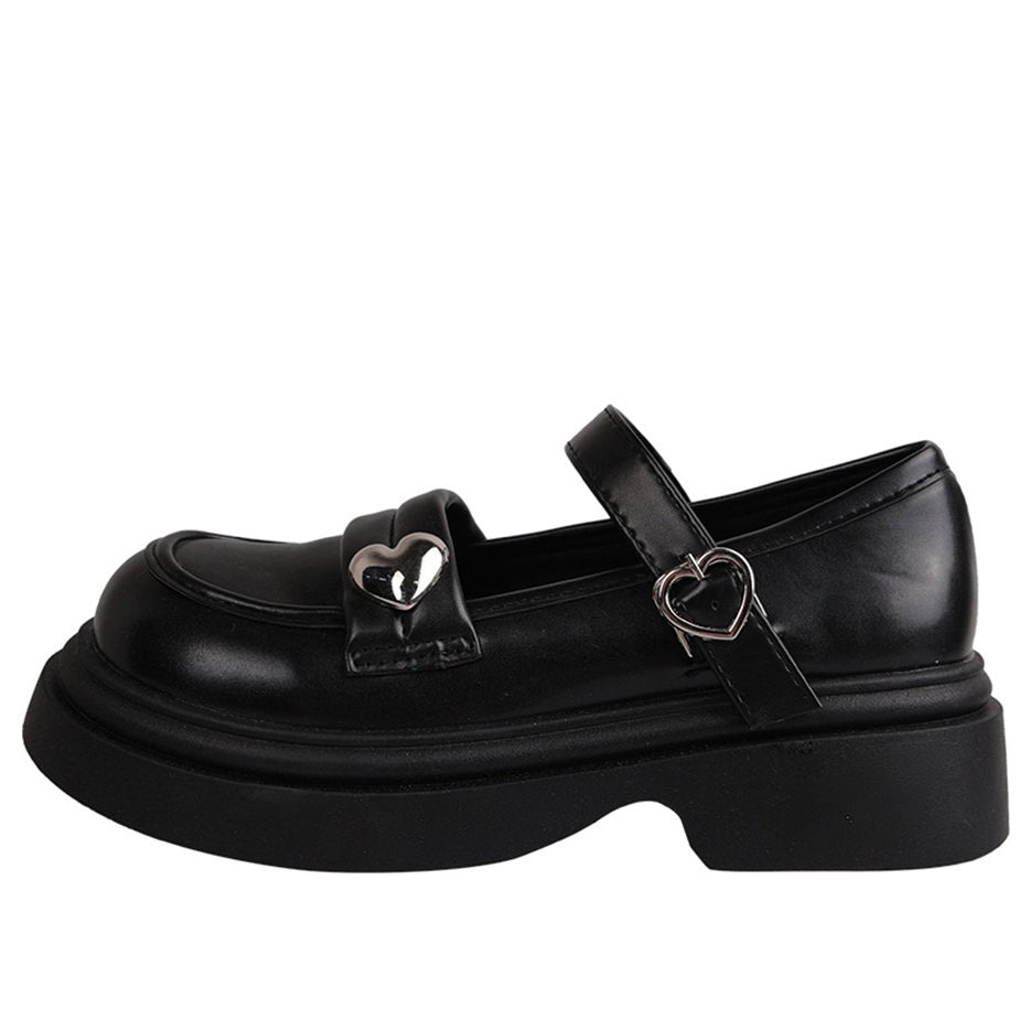 VILZSTUDIOS Charming Heart Buckle Mary Jane Shoes