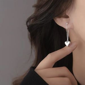 VILZSTUDIOS Charming heart double chain earrings in zinc alloy