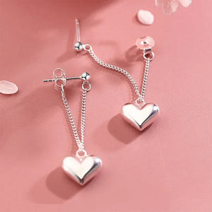 VILZSTUDIOS Charming heart double chain earrings in zinc alloy