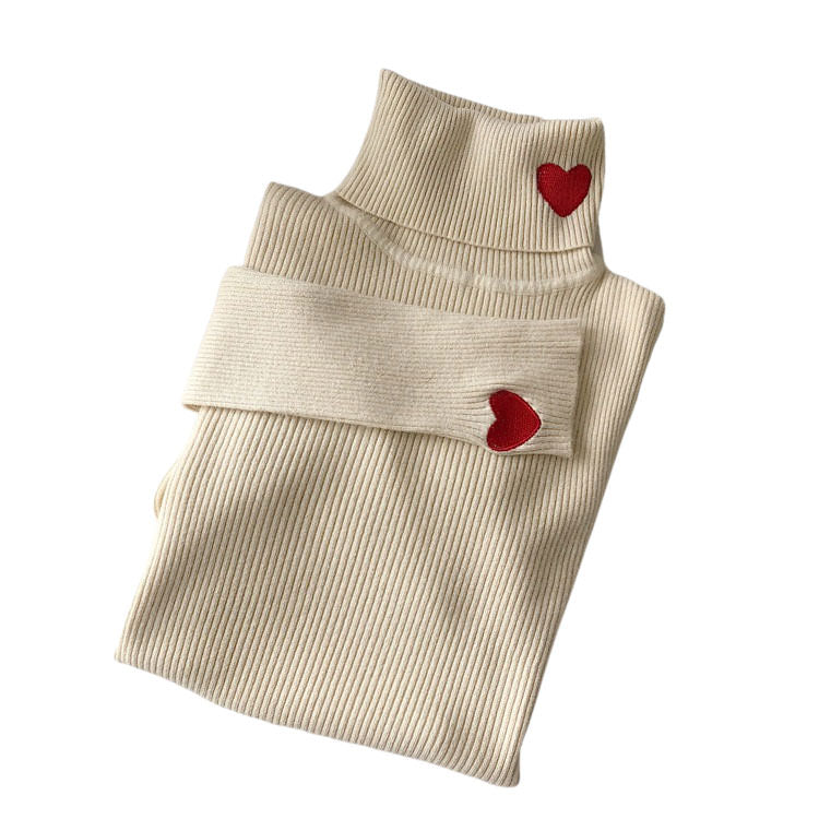 VILZSTUDIOS Charming Heart Embroidery Turtleneck Jumper from VILZSTUDIOS