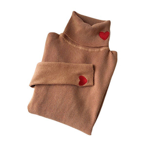 VILZSTUDIOS Charming Heart Embroidery Turtleneck Jumper from VILZSTUDIOS
