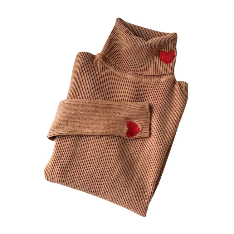 VILZSTUDIOS Charming Heart Embroidery Turtleneck Jumper from VILZSTUDIOS